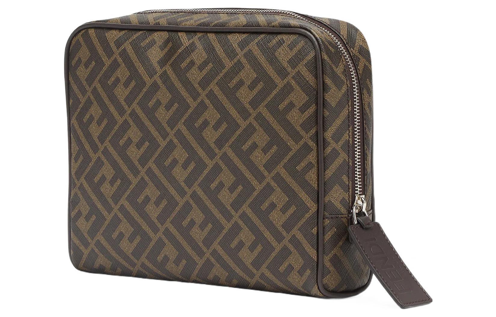 FENDI Косметичка с мотивом FF коричнево-черная — фото 2