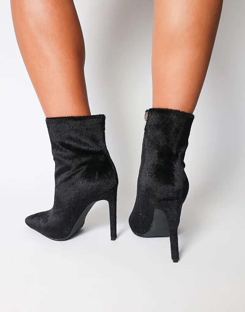 Ботильоны на каблуке SIMMI Shoes Harvie из искусственного волоса пони черного цвета — фото 4