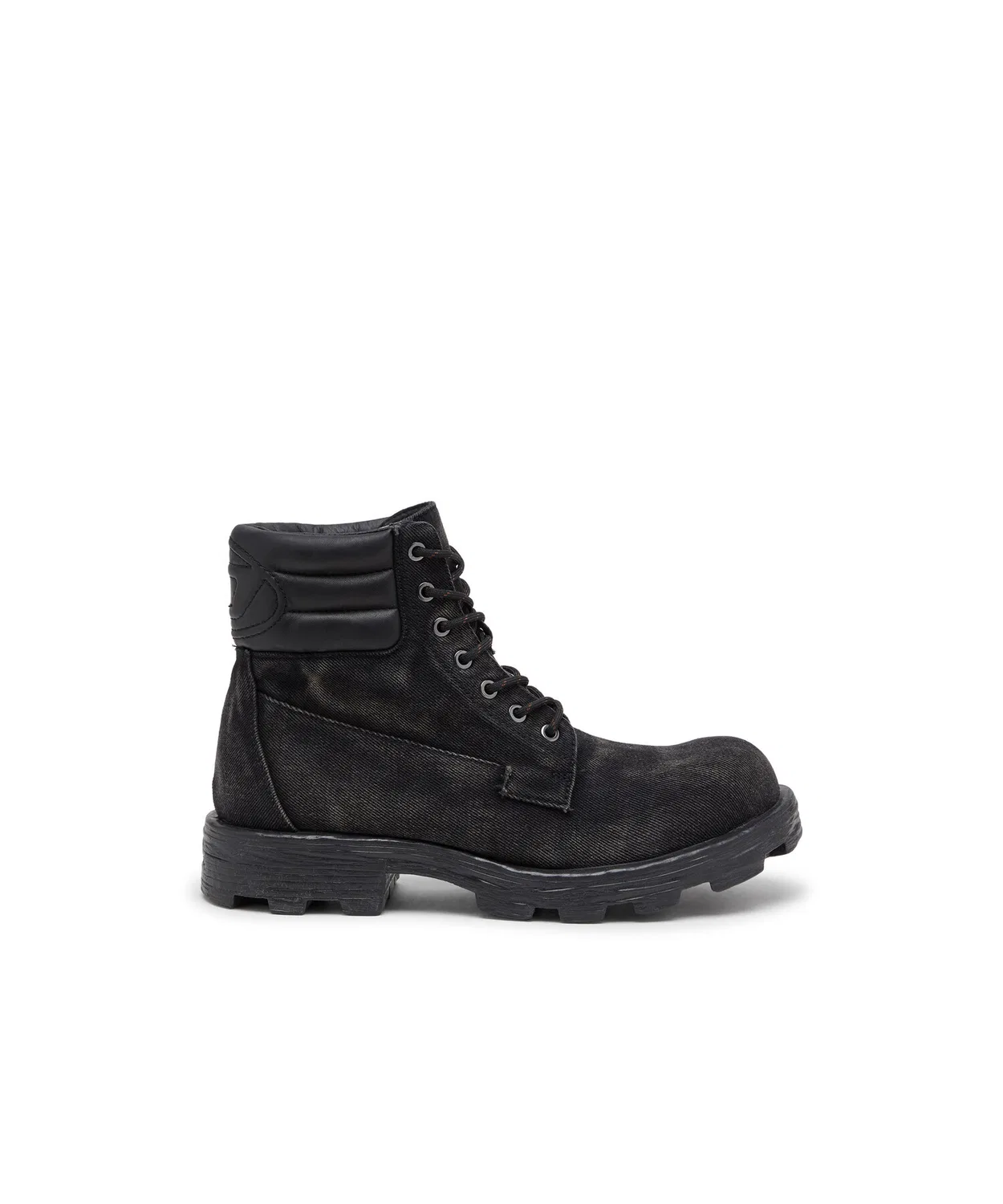 Ботинки мужские D-HAMMER LACE UP DIESEL на шнуровке, короткие, из хлопка и кожи, черные