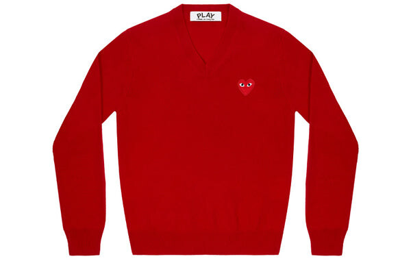 Свитер v-neck l/s t-shirt red emblem 'red' Comme Des Garcons Play, красный — фото 2