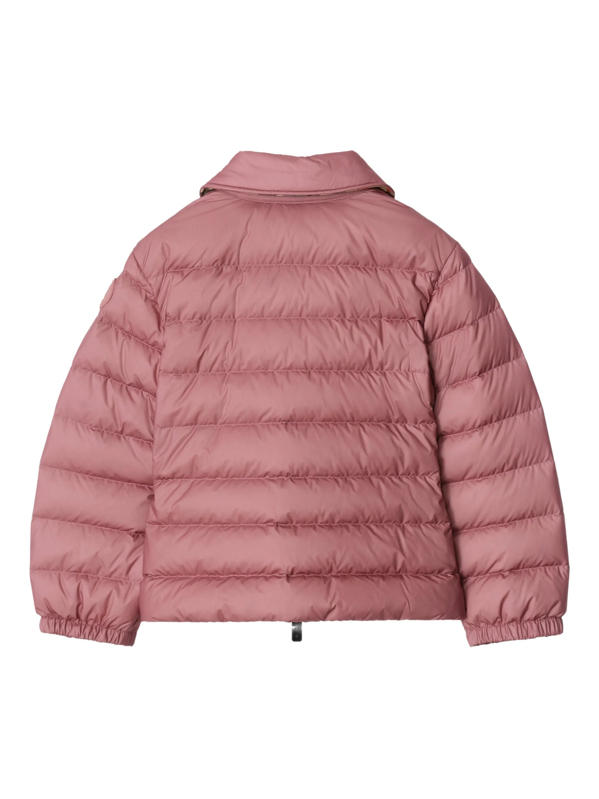 Пуховик в клетку Burberry Kids, розовый — фото 2