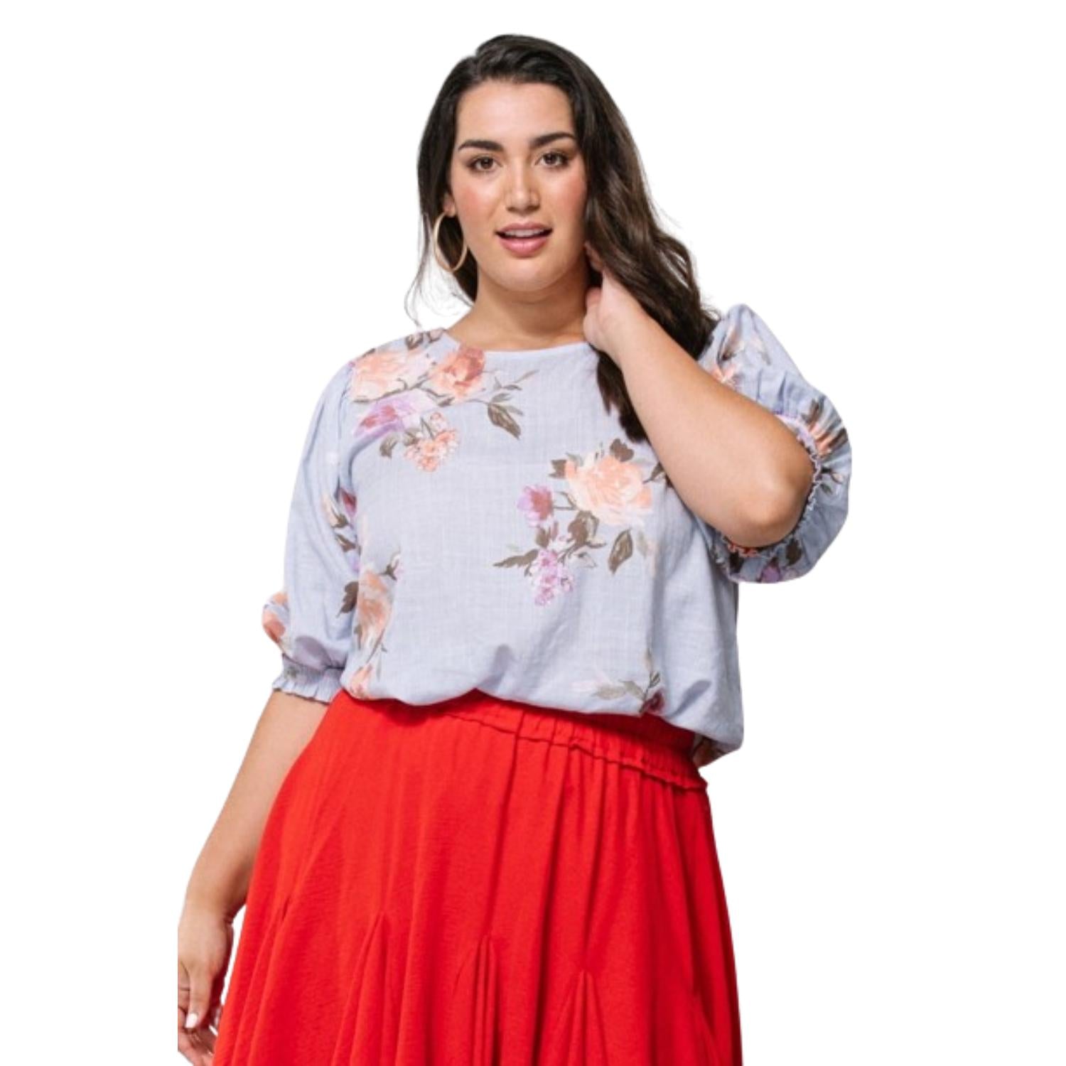 

Тканая блузка с цветочным принтом FASHNZFAB, цвет spring blue