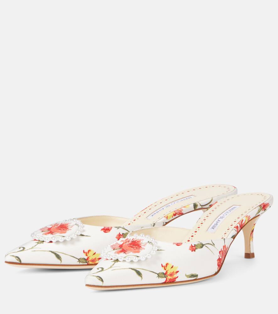Kifatmu 50 мюли из сатина с цветочным декором Manolo Blahnik, 906X Ypri — фото 4
