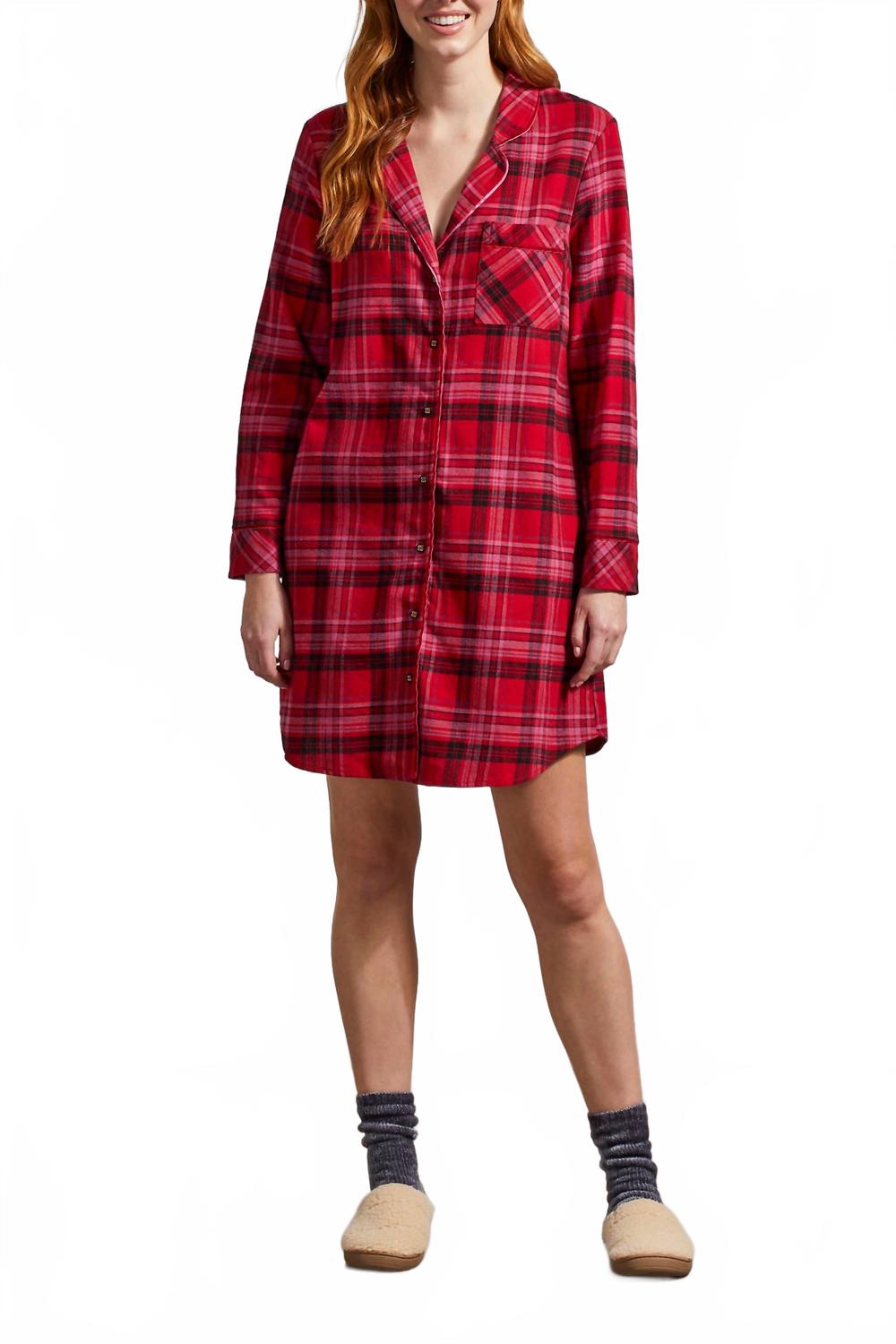 

Клетчатая ночная рубашка в красном цвете TRIBAL