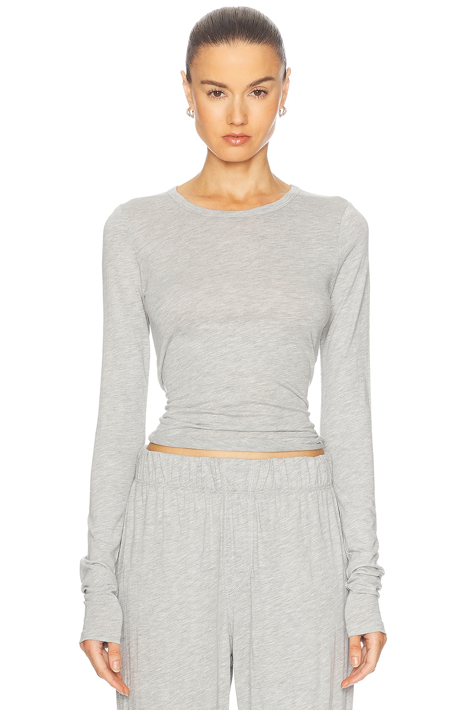 

Приталенная футболка с длинными рукавами и круглым вырезом Eterne, цвет Heather Grey