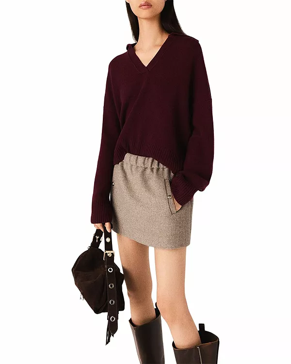 

Короткая юбка из шерстяной смеси Maje, бежевый