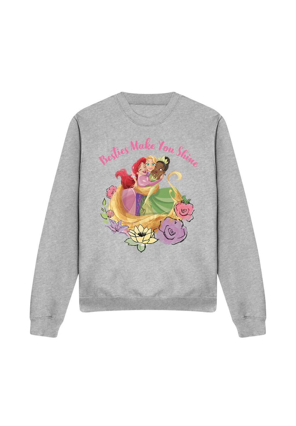 

Толстовка DISNEY PRINCESS BESTIES SHINE WITH ARIEL RAPUNZEL TIANA Disney, серый