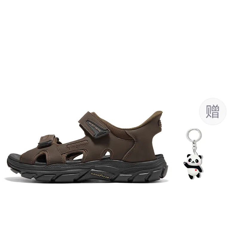 Сандалии пляжные Skechers коричневые с подарком (Панда)
