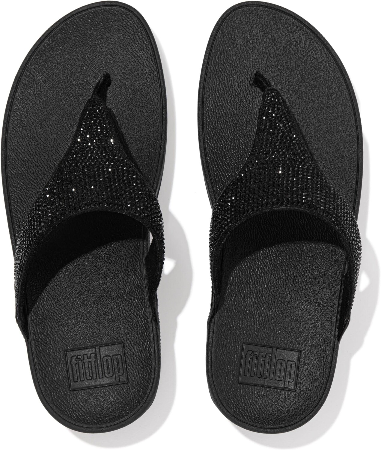 Шлепанцы Lulu Crystal Embellished Toe-Post Sandals FitFlop, цвет All Black — фото 2