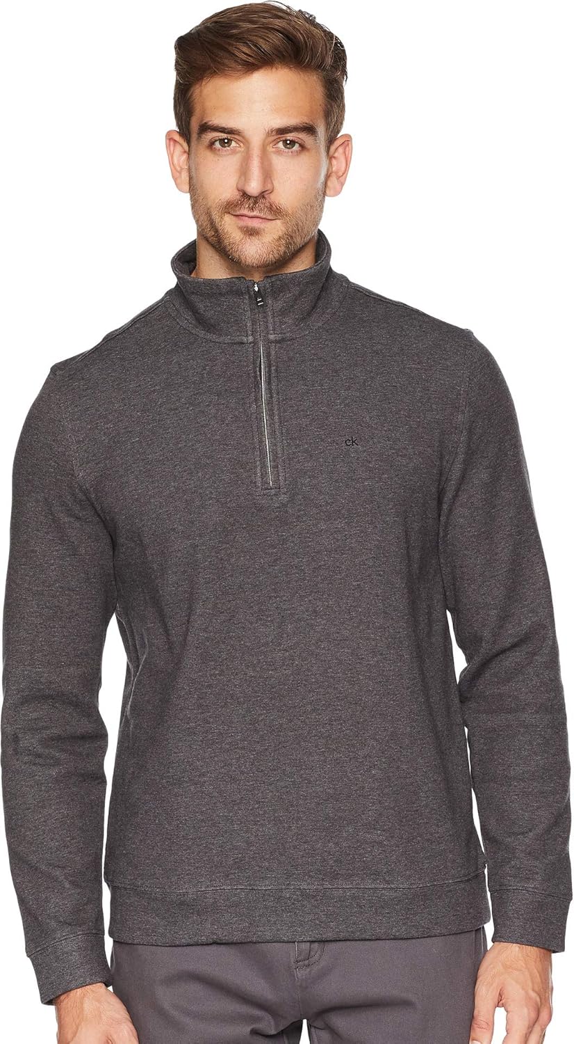 

Классический мужской свитер Calvin Klein с застежкой-молнией на четверть оборота, Gunmetal Heather