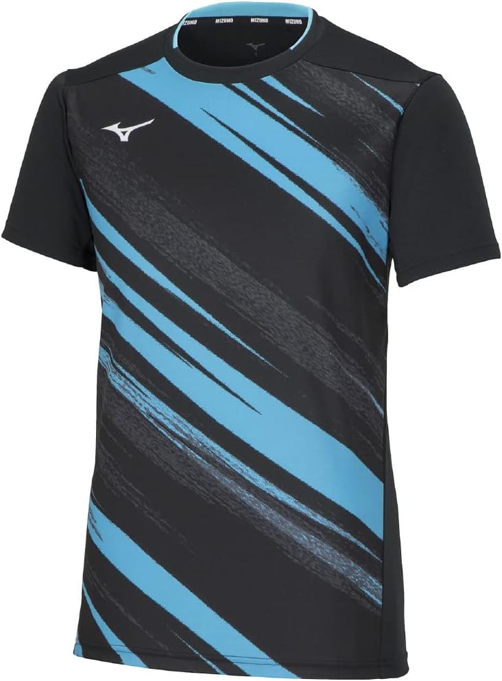 

Футболка для тенниса MIZUNO, с коротким рукавом, влагоотводящая, быстросохнущая, унисекс (62JAA002), черный