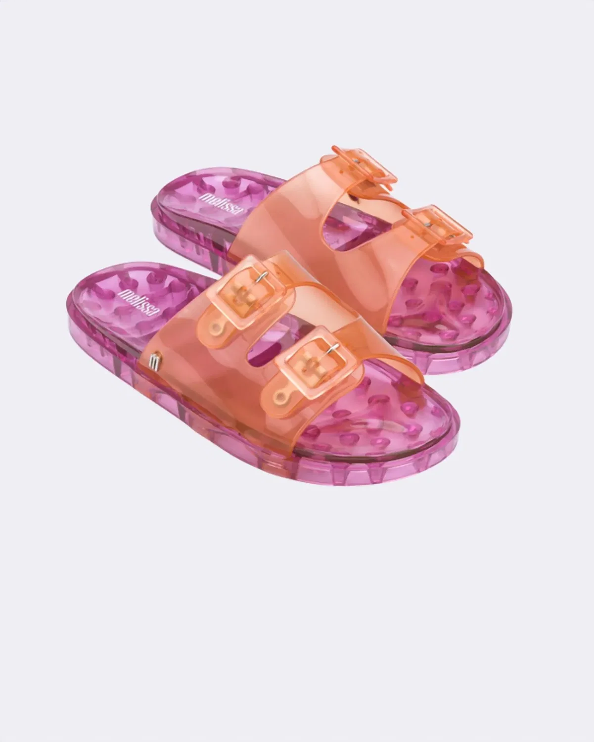 Mini Melissa Girls Wide Slide In Orange/pink