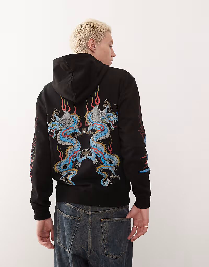 

Моно-толстовка Ed Hardy с двойной армейской молнией черного цвета