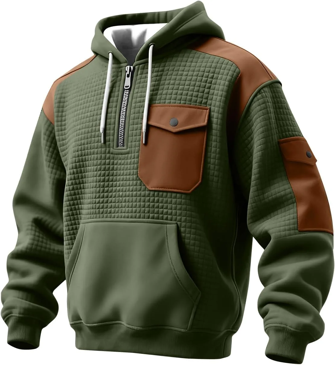 

GOFULY мужская толстовка с капюшоном Quarter Zip, легкая, с карманами
