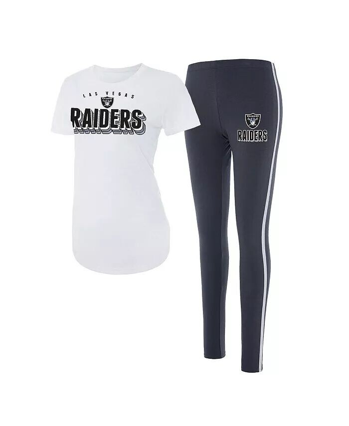 

Женский комплект из белой футболки и леггинсов Las Vegas Raiders Sonata, цвет: уголь Concepts Sport