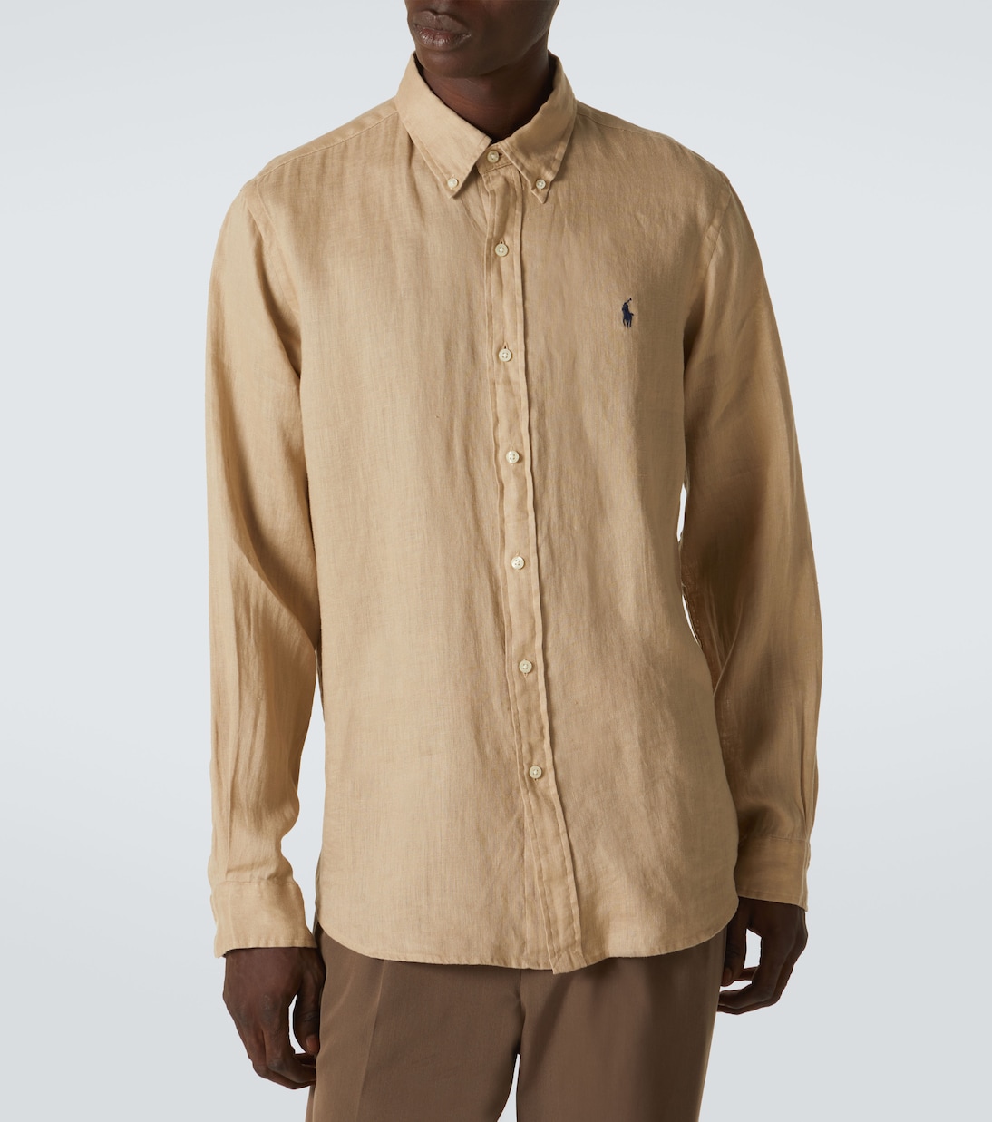 Льняная рубашка Оксфорд Polo Ralph Lauren, Coastal Beige — фото 3