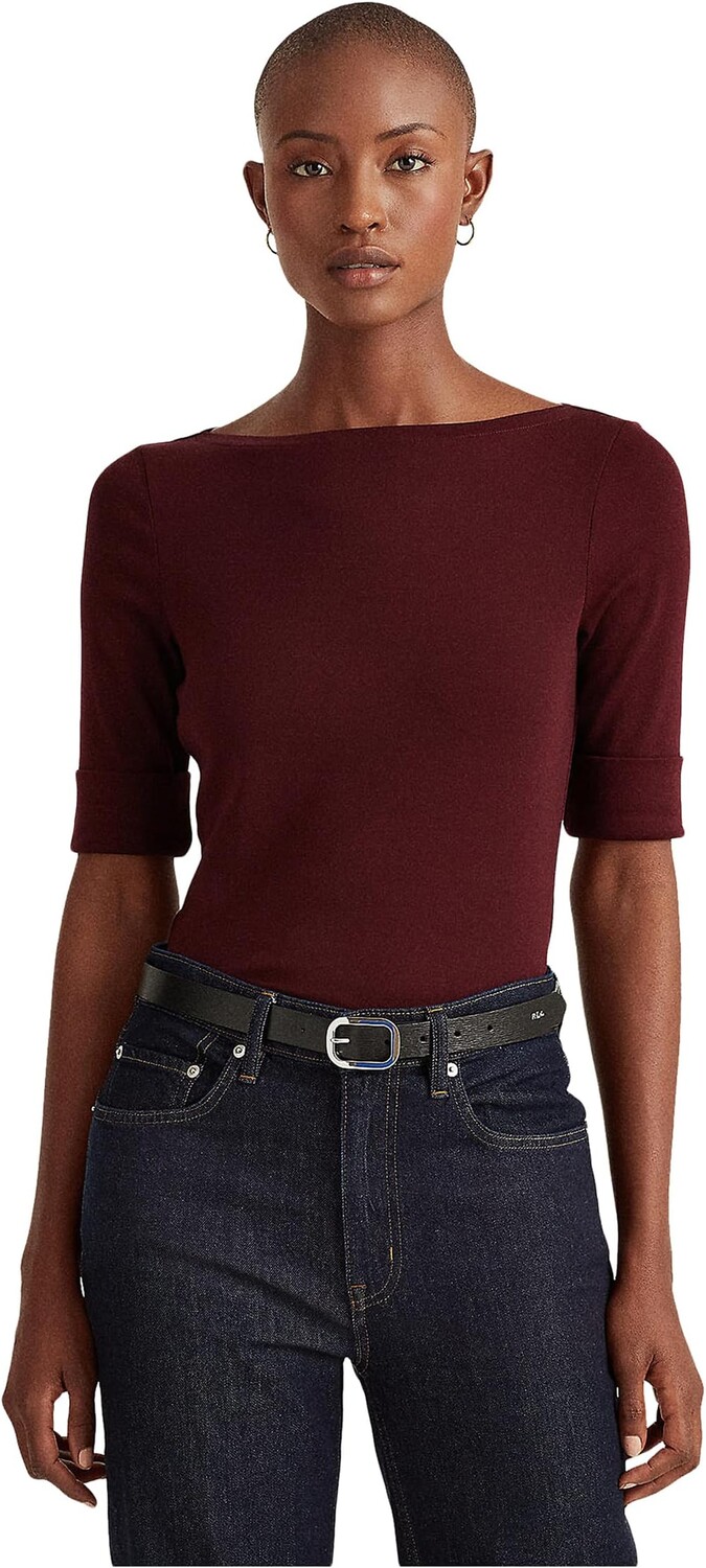 

Футболка Lauren Ralph Lauren Cotton Boatneck T-Shirt, цвет Pinot Noir