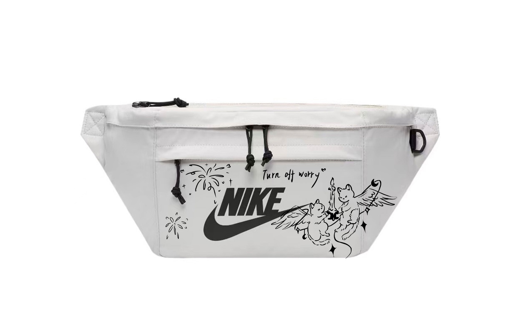 

Nike Тканевый поясной рюкзак унисекс светло-серый, Twin Kittens