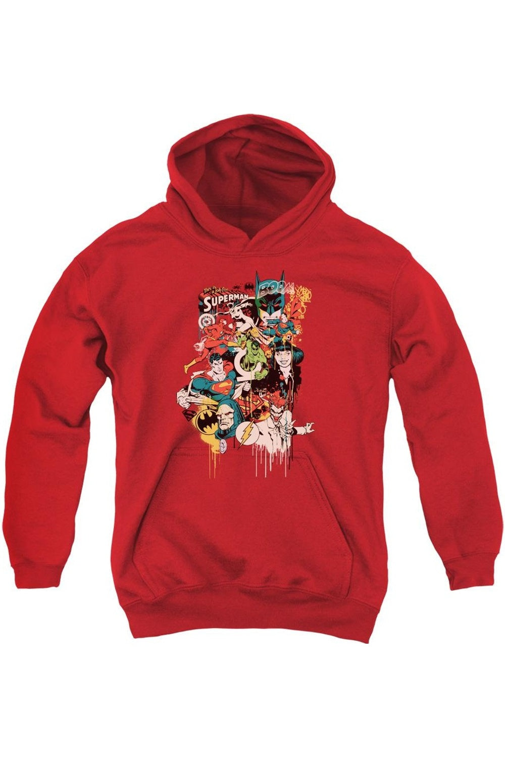 

DC Comics Молодежная толстовка с капюшоном и принтом персонажей Gildan, красный