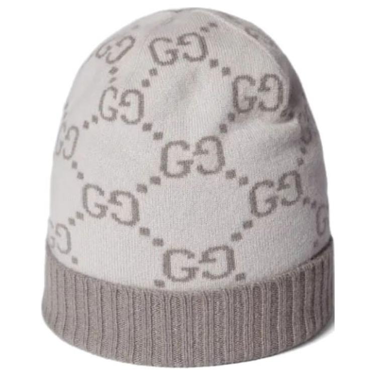 

GUCCI GG жаккардовая кашемировая шапка, Light Gray