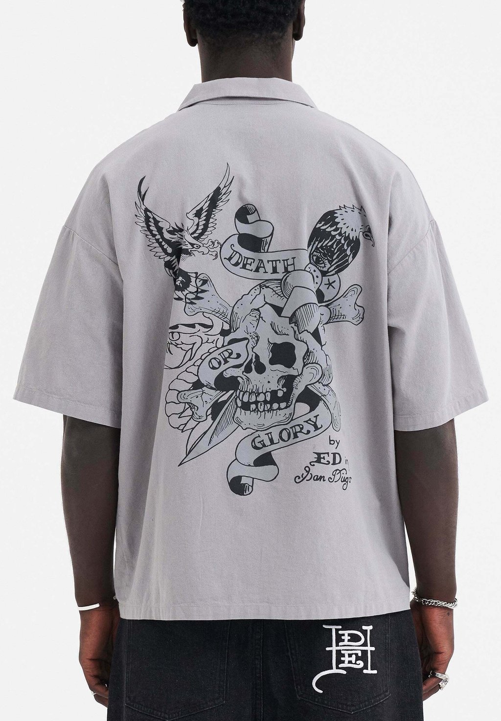 

Рубашка DEATH BEFORE GLORY MONO PRINTED CAMP Ed Hardy, серый