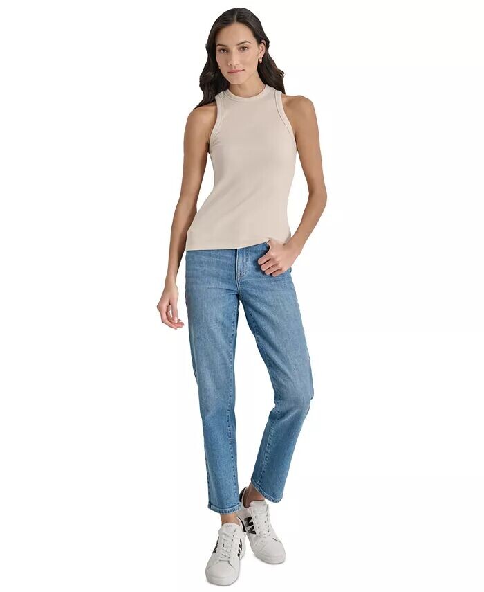 

Женская майка с вырезом и круглым вырезом DKNY Jeans, слоновая кость