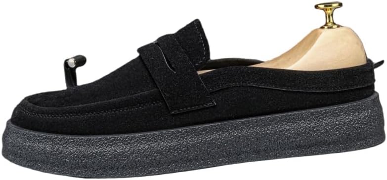 

Мужские повседневные слипоны с толстой подошвой - легкие, с круглым носком, повседневные, для бега и активного отдыха на улице Fusecottc, черный