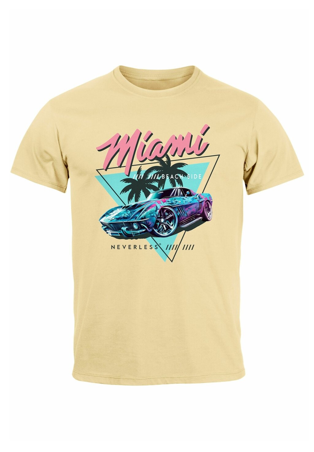 

Футболка с принтом MIAMI BEACH SURFING MOTIV USA RETRO AUTO Neverless, песочный