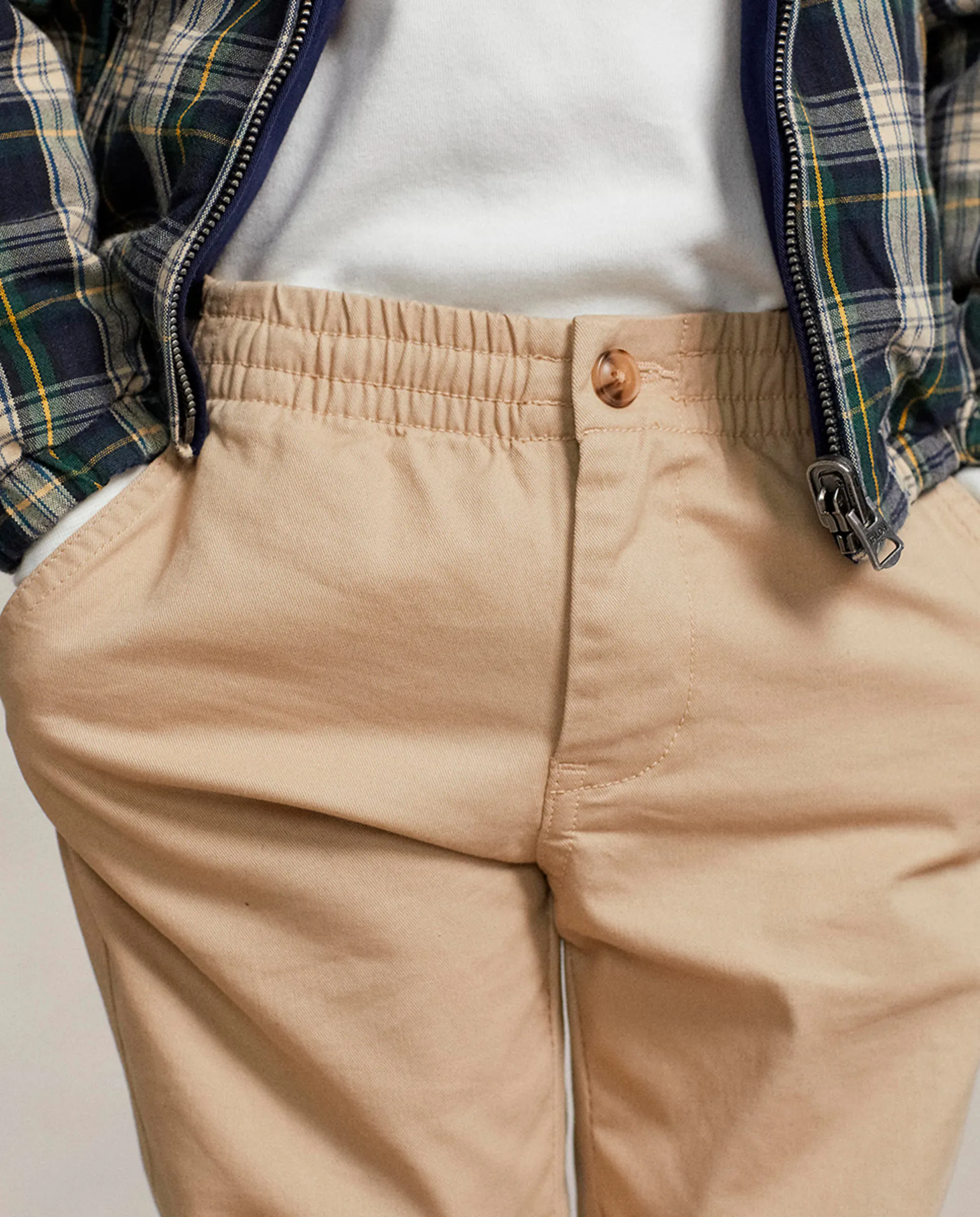 Хлопковые детские брюки чинос с эластичным поясом Polo Ralph Lauren, бежевый — фото 4