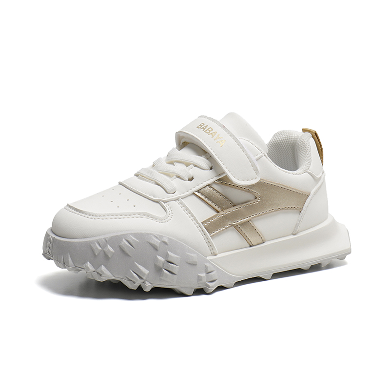 

Babaya Синтетические кожаные противоскользящие утепленные низкие детские повседневные кроссовки Beige Blue/Beige Gold Kids