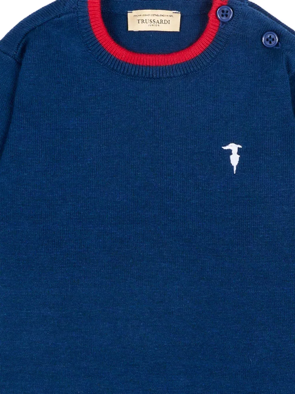 Вышитый джемпер с круглым вырезом Trussardi Junior, синий — фото 3