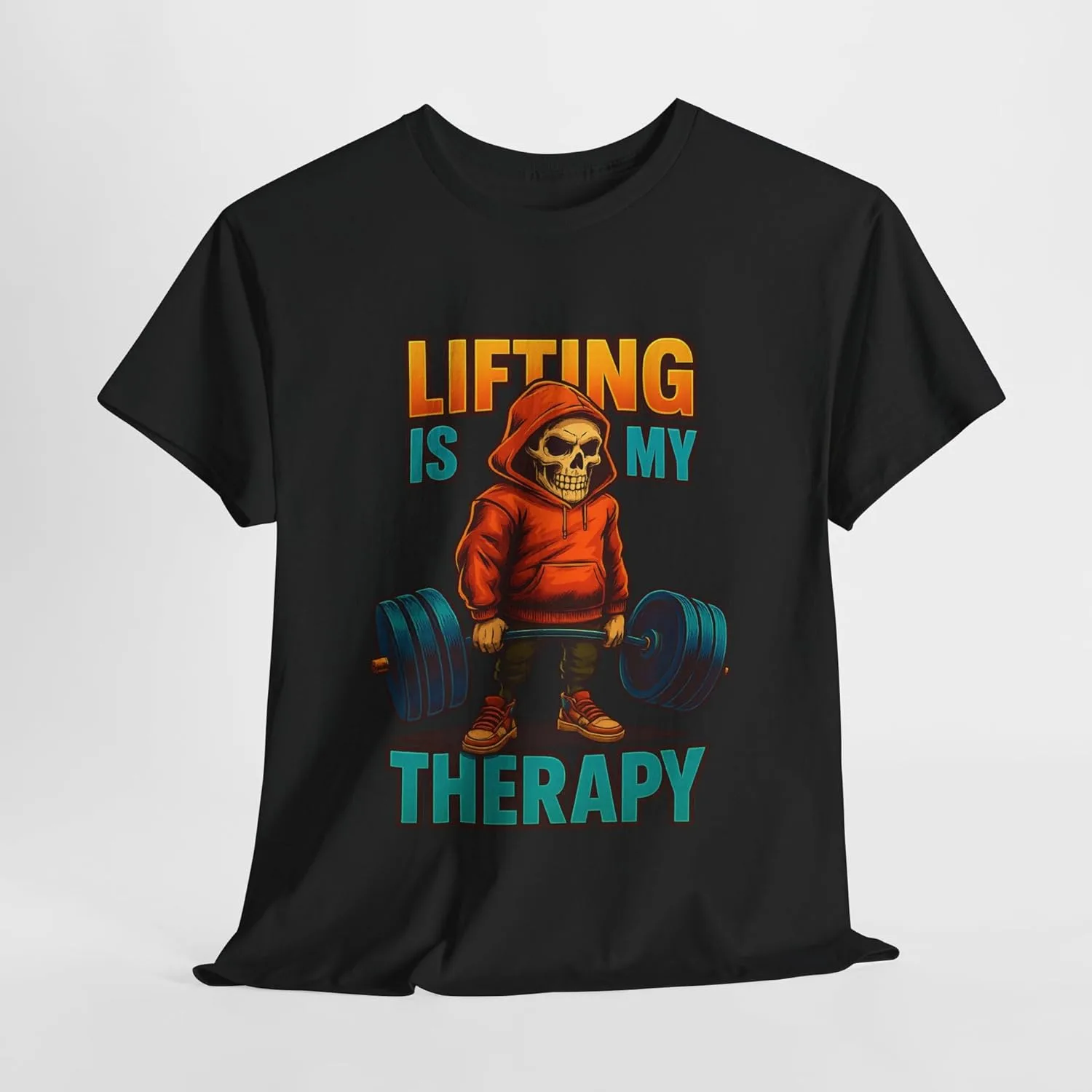 Футболка Unisex Lifting is My Therapy, спортивная майка, одежда для тренажерного зала, фитнес, повседневная одежда, для тяжелоатлетов, пауэрлифтеров, завсегдатаев спортзала GENERIC, черный — фото 4