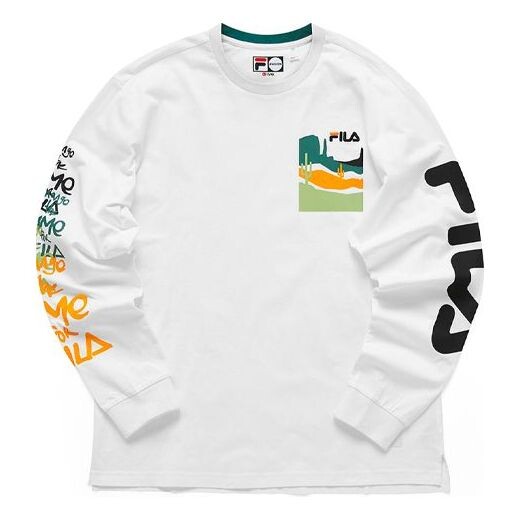 

Футболка casual sports contrasting colors alphabet loose long sleeves white Fila Fusion, белый