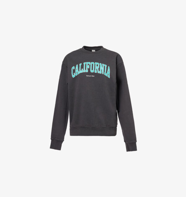 

Толстовка из хлопкового джерси с круглым вырезом и текстовым принтом California Sporty & Rich, черный