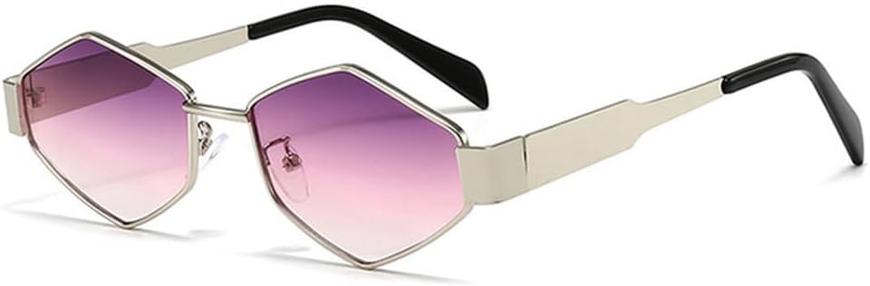 

Солнцезащитные очки Polygon в металлической оправе для мужчин в стиле панк, защита от ультрафиолета UV400, ретро-стиль, прозрачные линзы с градиентом Ocean, солнцезащитные очки для женщин HHZZYVY, Silver Purple Pink