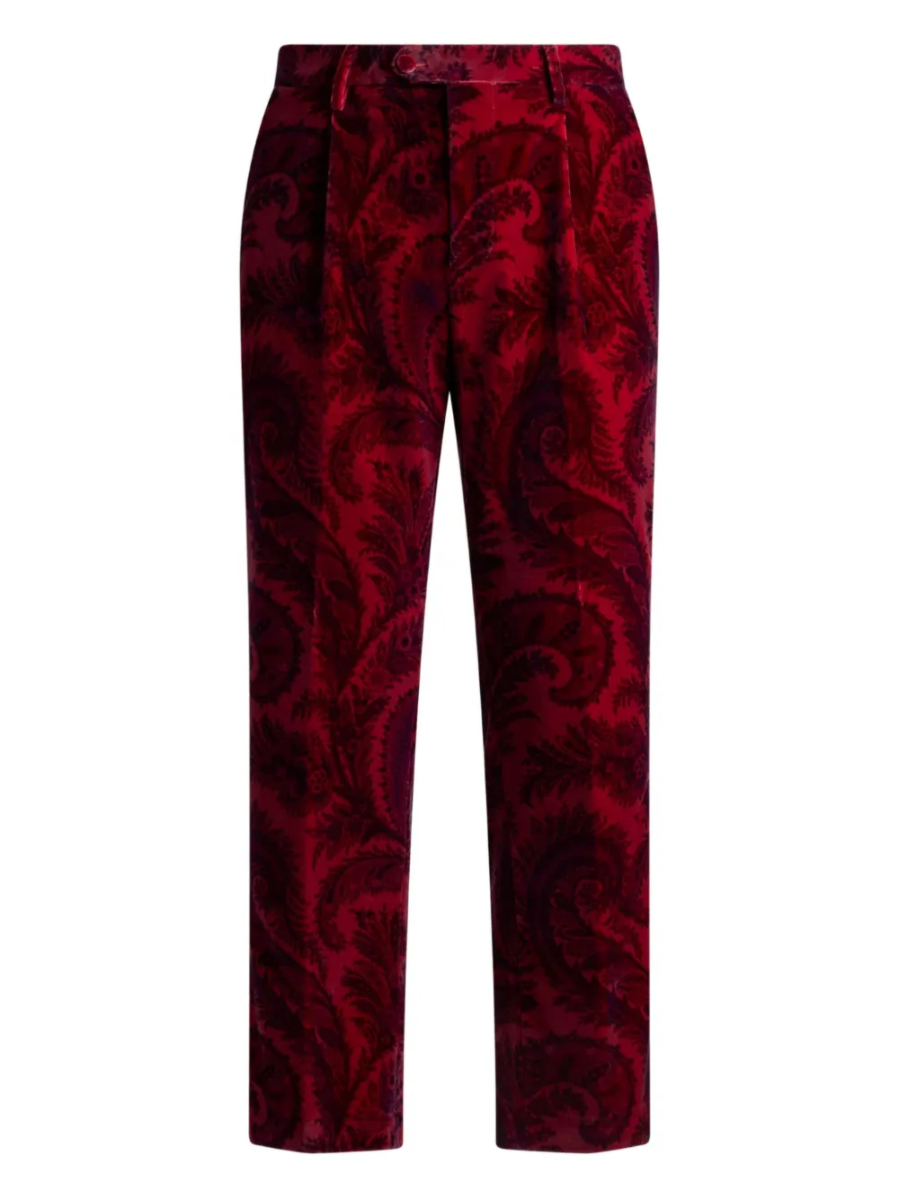 

Бархатные брюки с жаккардовым узором пейсли ETRO, красный