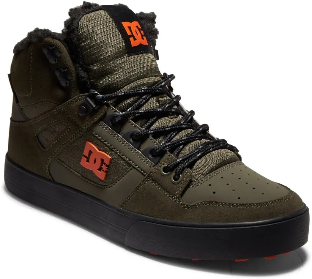 Зимние высокие кроссовки DC Shoes, нубковая кожа и баллистический нейлон, Dusty Olive Orange — фото 2