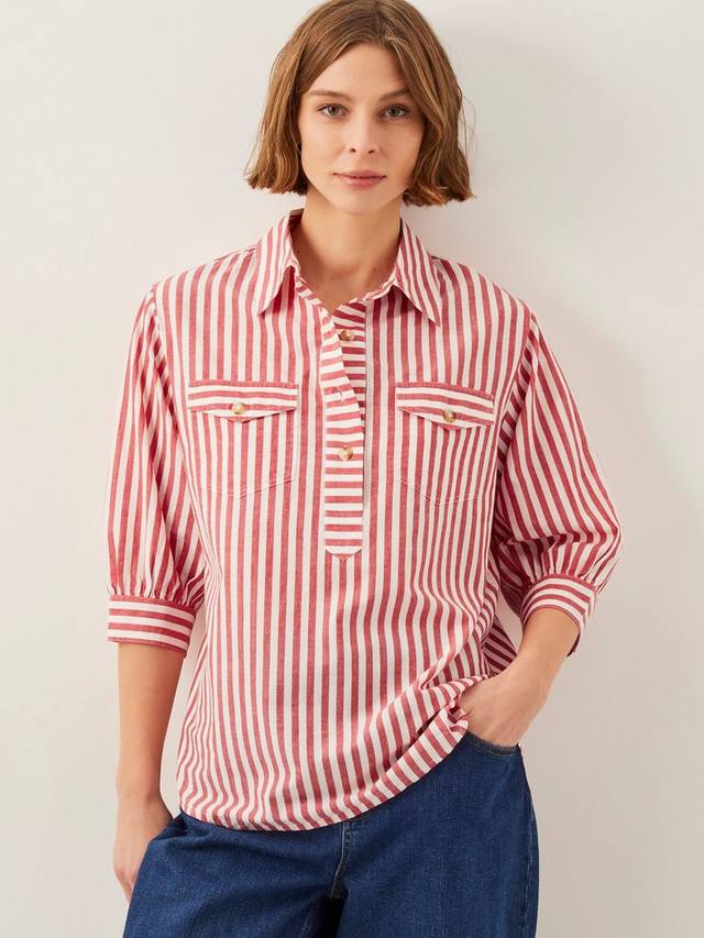 

Рубашка в полоску от лив Monsoon, цвет Mid Red
