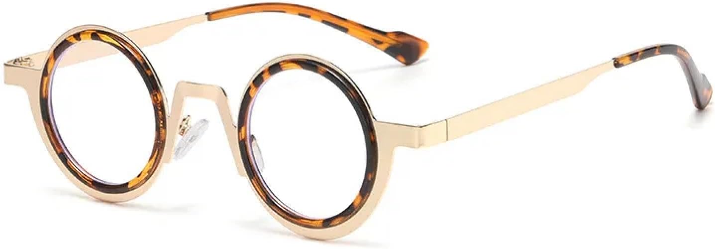 

Ретро маленькие круглые солнцезащитные очки в стиле панк с металлическим покрытием для женщин и мужчин, защита от УФ-излучения UV400, прозрачные линзы, двухцветная оправа TVTBBVV, Golden Leopard Clear