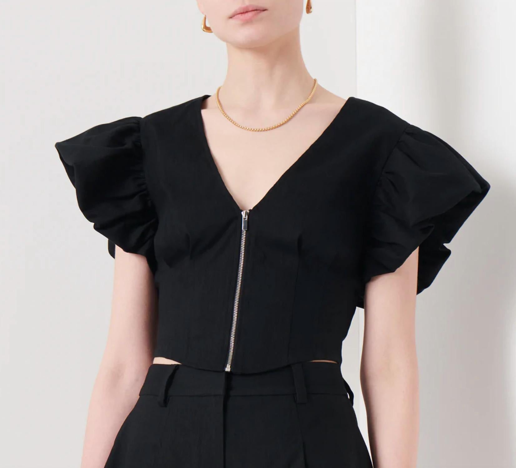 

Genna топ-бюстье с рукавами-фонариками в черном цвете Derek Lam 10 Crosby