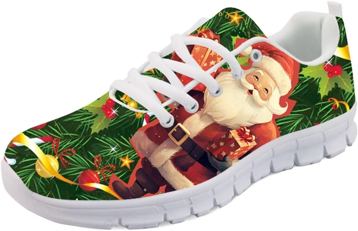 

Кроссовки Forchrinse Daisy унисекс для бега, спортивные кеды для мужчин и женщин, дышащие спортивные кроссовки, Christmas Santa Claus Bell Tree