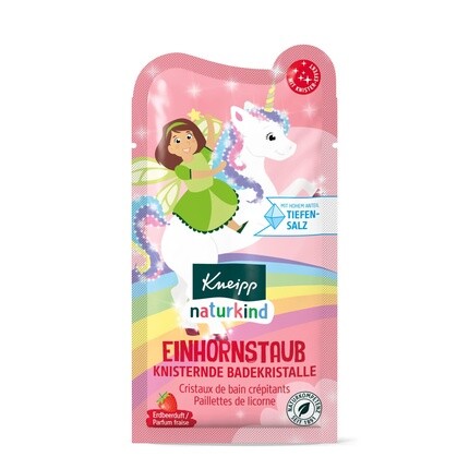

Naturkind Crackle Bath Crystals Пыль единорога с уникальной глубокой солью из солевого раствора Luisenhall - аромат розовой воды и клубники 60 г, Kneipp