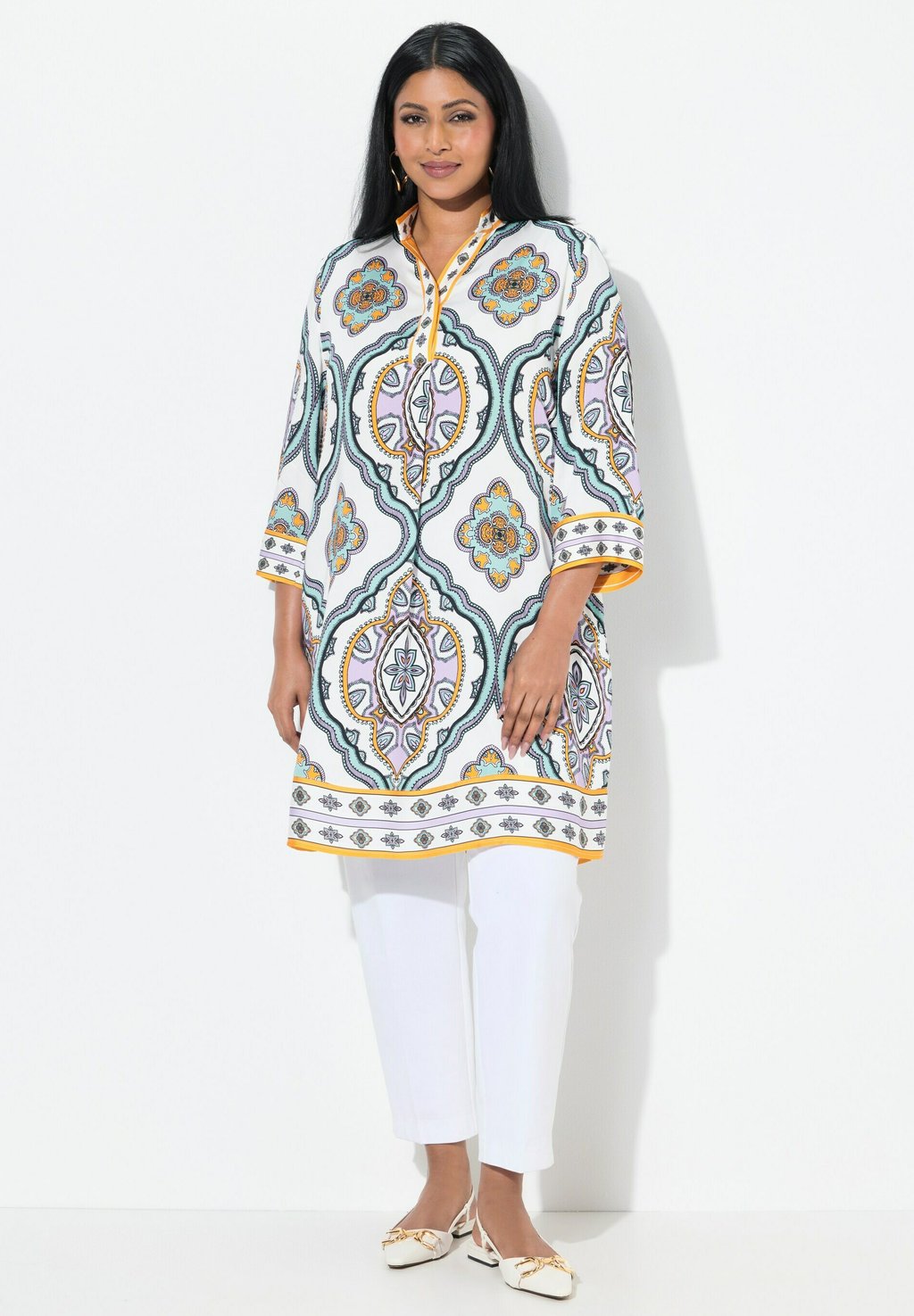 

Туника ORNAMENTAL OGEE PRINT 3/4 SLEEVE Ulla Popken, белый