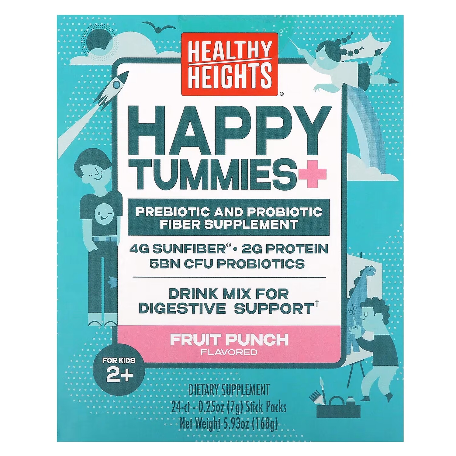 

Добавка Healthy Heights Happy Tummies+ для детей от 2 лет, 24 пакетика по 7 г