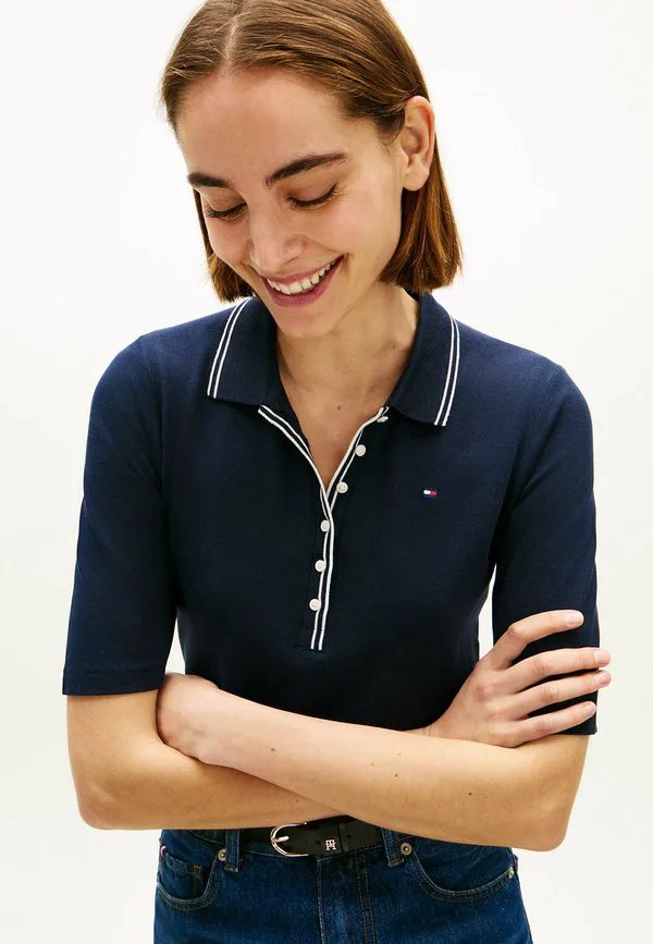 Поло с коротким рукавом и присборенной отделкой Tommy Hilfiger, Dark Blue — фото 4