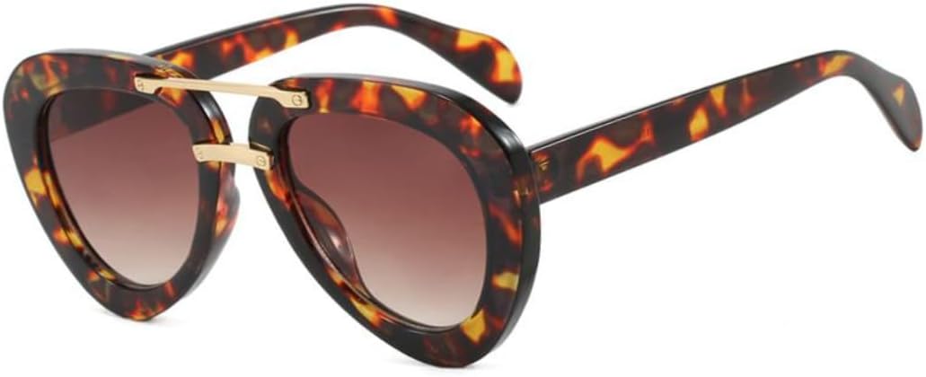 

Модные классические солнцезащитные очки для женщин и мужчин, винтажные очки в стиле панк, популярные очки в большой оправе для активного отдыха с защитой от УФ-излучения UV400 HHZZYVY, Leopard Tea