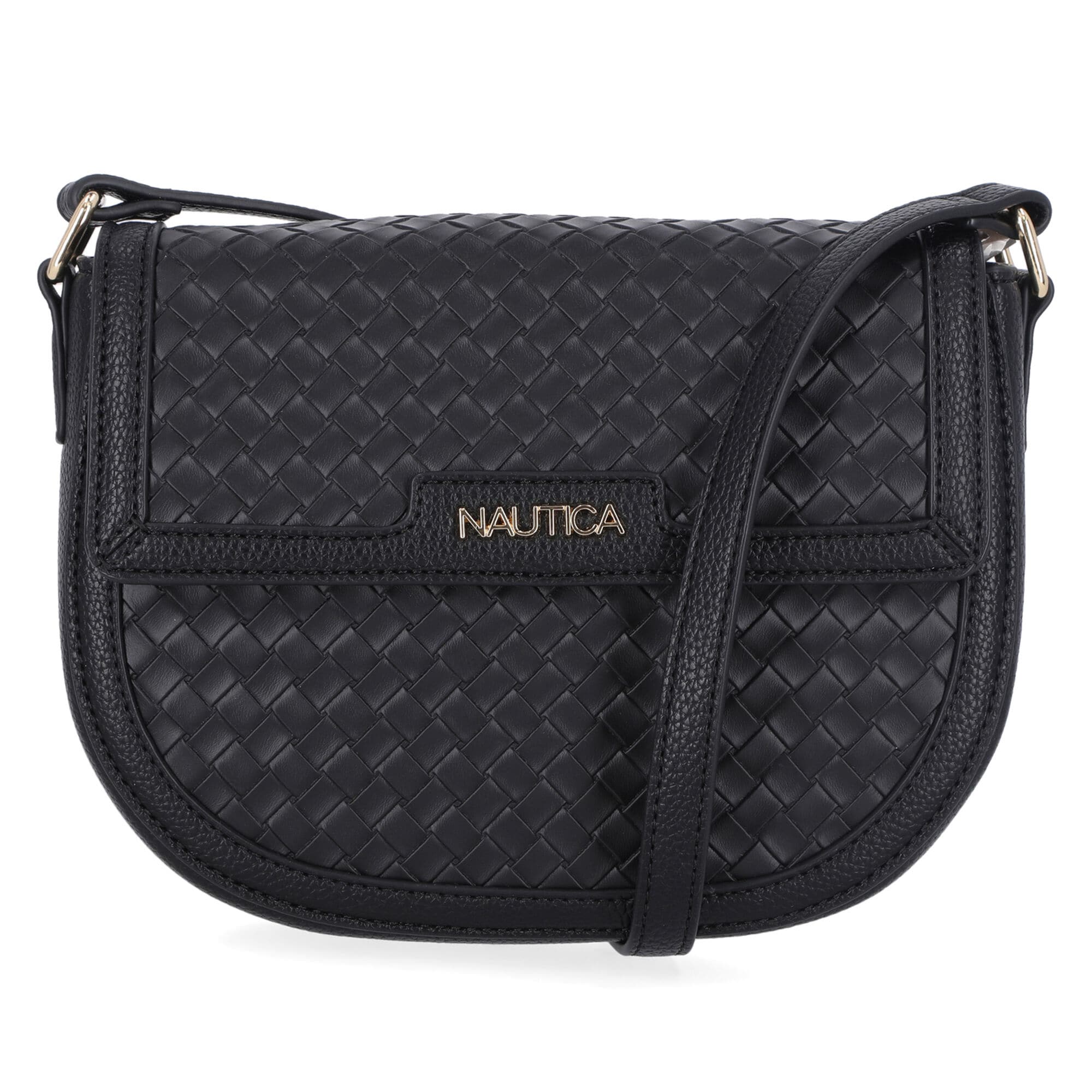 

Nautica Плетеная сумка через плечо с клапаном, черный