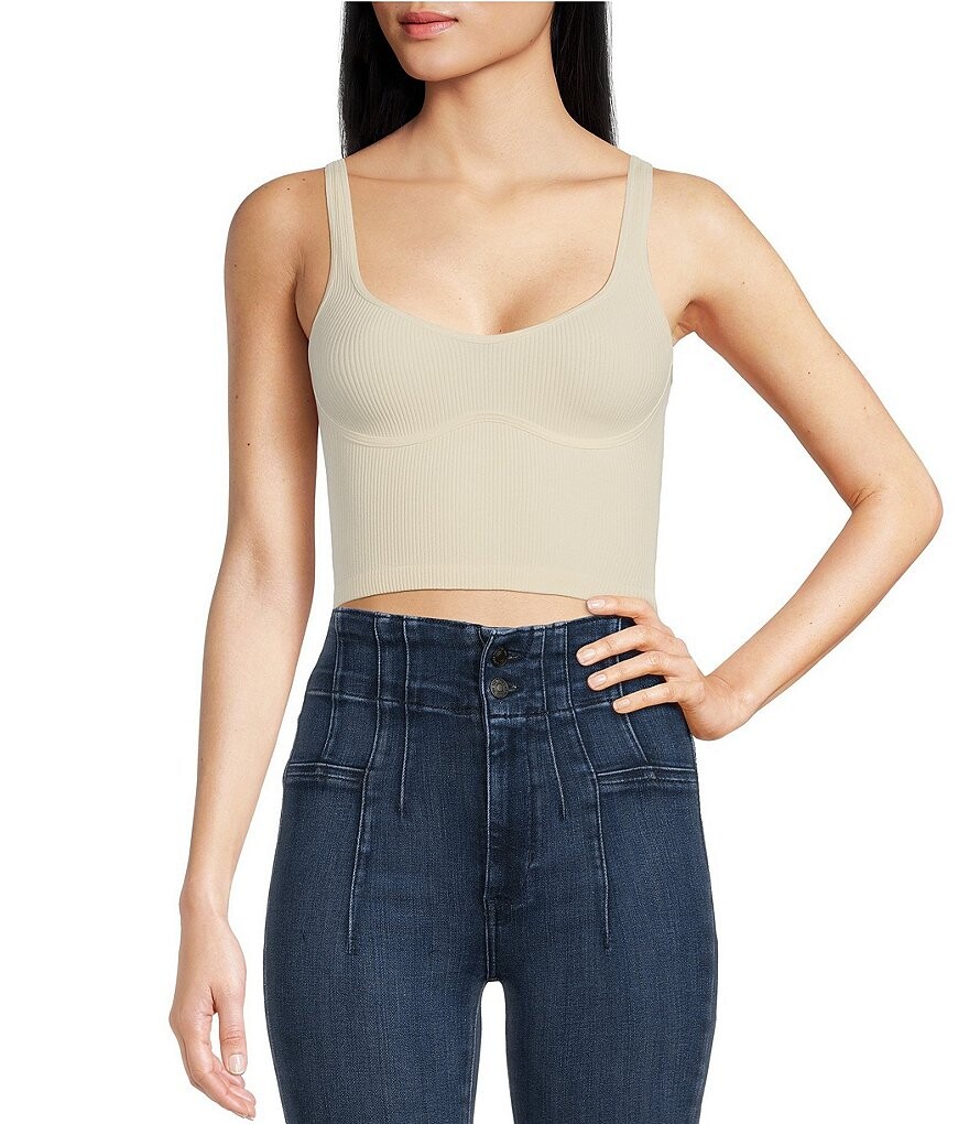 

Бесшовная укороченная майка Free People Meg, бежевый