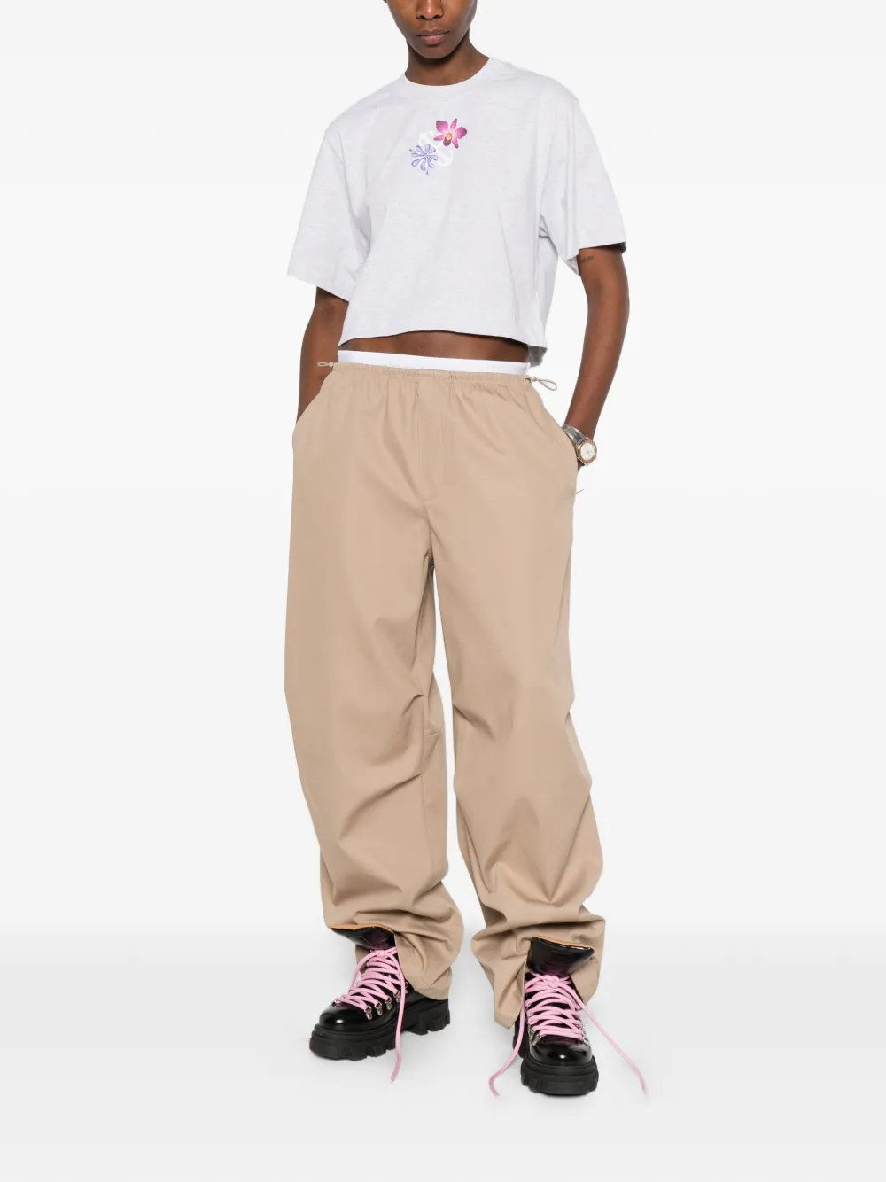 Футболка с цветочным принтом Off-White, серый — фото 2