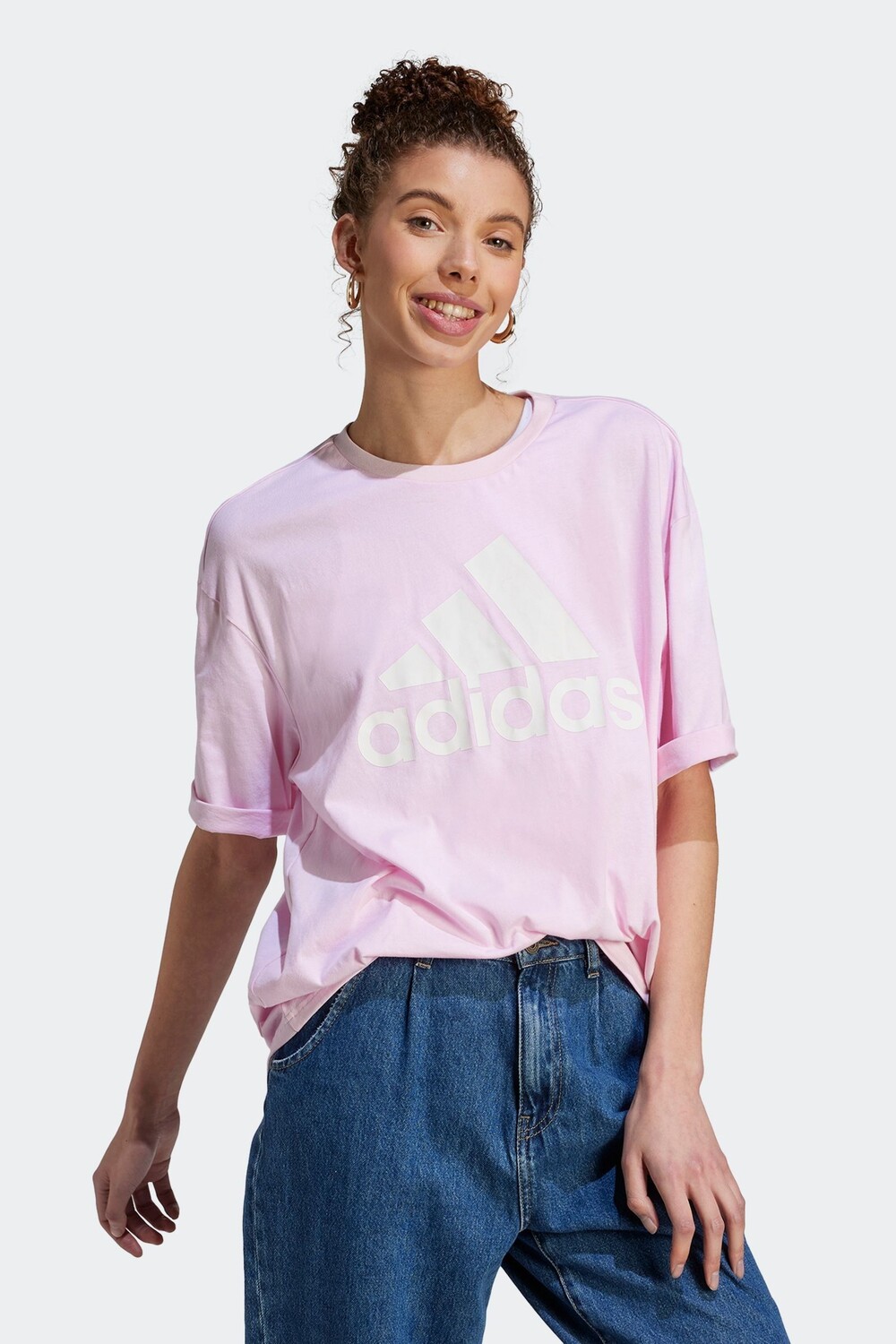 

Футболка бойфренда Sportswear Essentials с большим логотипом adidas, розовый